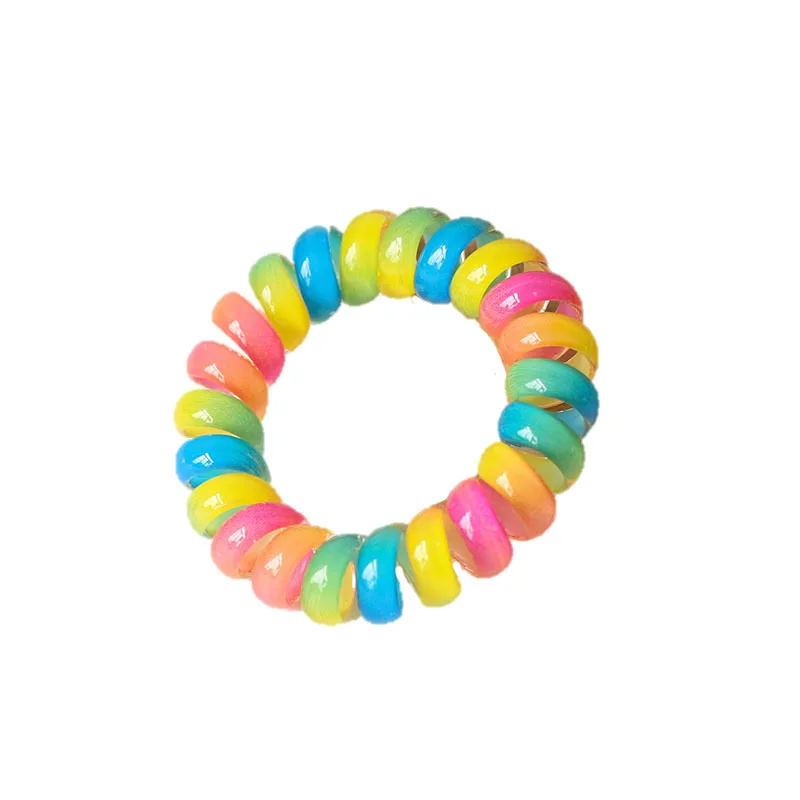 (10 Pieces/lot) Korean Hair Accessories Simple Gradient Color Hair Ring Pony Tail Rope Girl Color Phone Cord Hair Bands