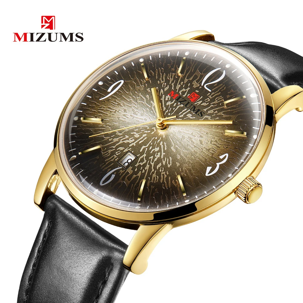 mizums Mens business Watches Top Brand Luxury soft leather Men Watch Waterproof Sport Watch Men Male Clock Man Wristwatch silver gold steel case creative design (6)