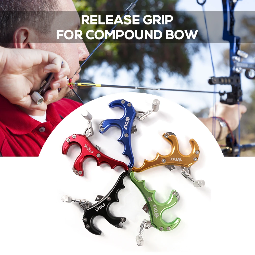 

4 Finger Caliper Bow Release Grip for Compound Bow Archery Release Aid Bow Release Hunting Aluminum alloy
