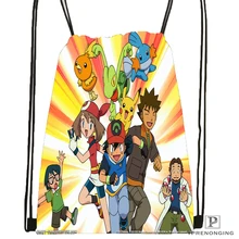 Пользовательские Покемон походная сумка на шнурке милый рюкзак дети ранец(черная спина) 31x40 см#180531-03-73