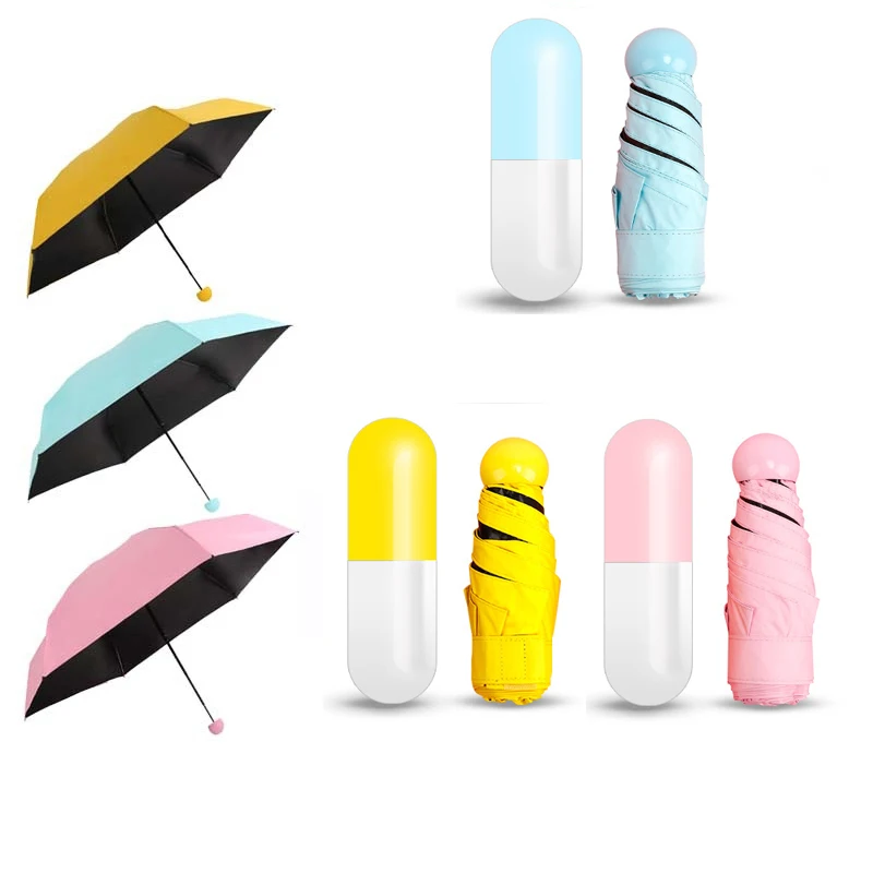 

Anti-UV Protection Mini Capsule Umbrella Folding Umbrellas Windproof Rain Pocket Umbrella For Women&Children