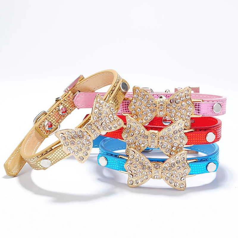 

Pretty Bling Rhinestone Pet Dog Collar Chihuahua Pet Supplies Collars for dogs leash Honden Harness sets Cat Puppy Pet Collar