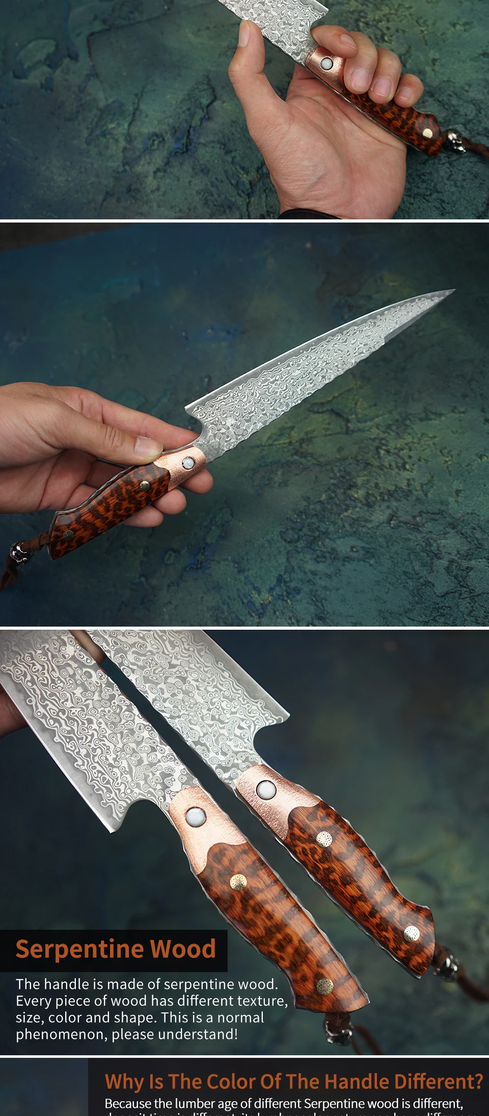 FZIZUO " полный Tang VG10 дамасский стальной нож повара ручной работы Кливер поднос для суши и сашими Японский Кухонный Нож филейный кухонные ножи