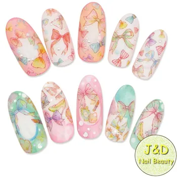 

Wholesale 24pcs Colorful Bowknot Nail Art Sticker Nail Decals Bow Nail Wraps Butterfly French Manicure Hand Drawing Cute Candy