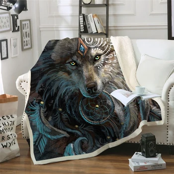 

Wolf Warrior 3D Printed Sherpa Blanket Couch Quilt Cover Travel Bedding Outlet Velvet Plush Throw Fleece Blanket Bedspread New