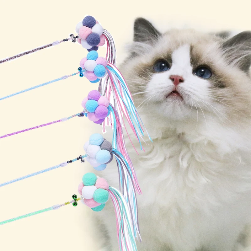 

Playing cat stick Plush The Ball toys Multicolor Choice Amusing Pet toys Interaction stick Carrying bell Cat Articles Tease tool
