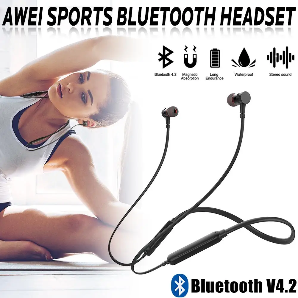 

AWEI G10BL Neckband Magnetic Sports Bluetooth Headset 4.2 Wireless Phone In-Ear Earphone