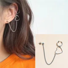 1 шт., длинные серьги-цепочки в стиле панк, хип-хоп, серебряные серьги в форме сердца для женщин и мужчин, аксессуары, корейские ювелирные изделия Kpop