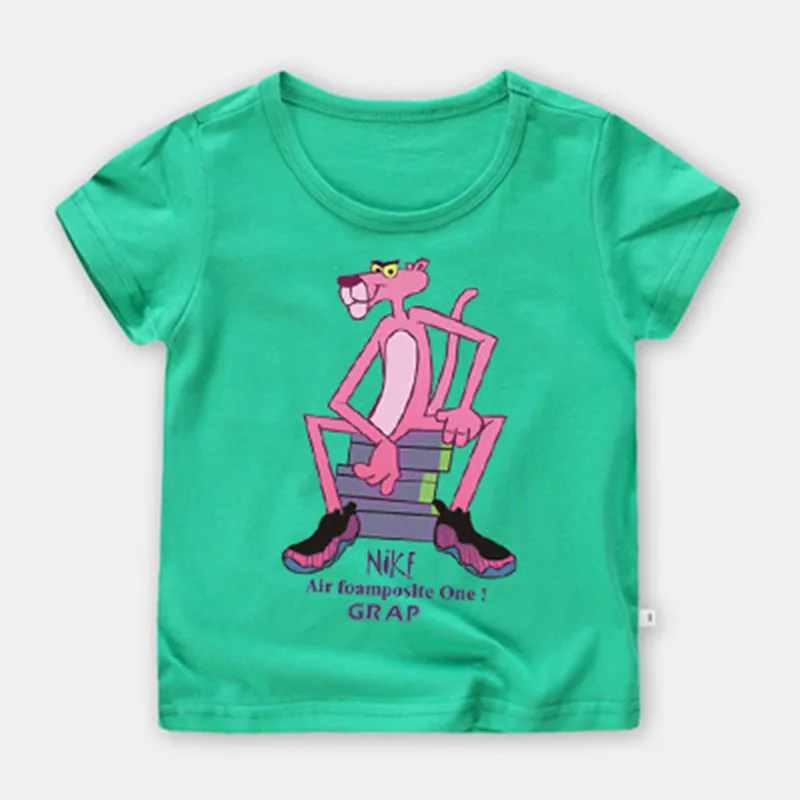 Moggi Cat 2019 Summer Boys Clothes Sport Suit Pink Panther Short Sleeve Children's Clothing Top Tee Boys Girls Clothes (3)