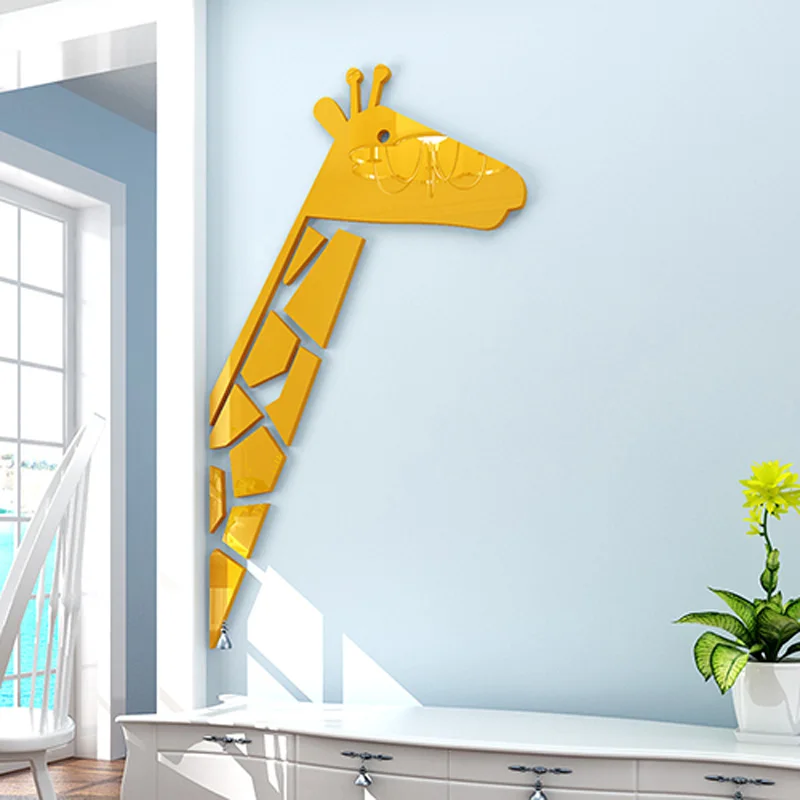 

Colored Half Body Giraffe Design 3D Acrylic Stickers DIY Living Room Kids Room Nursery School Wall Decorations