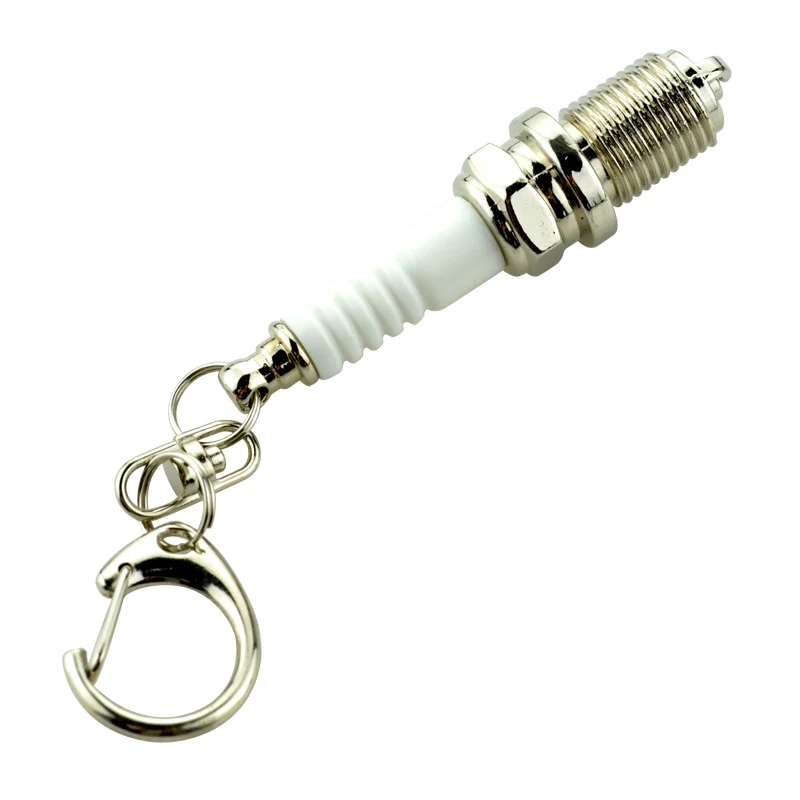 Keychain Car Keyring LED Light Spark Plug Auto Parts Keychain Turbo Key