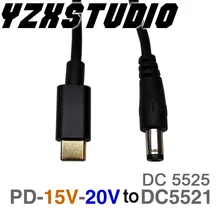 Cabo adaptador de gatilho decoy, pd2.0 3.0 para dc 5.5*2.1 5.5*2.5, TYPE-C pd, linha de decoy qc4, carregamento fio do carregador do caderno 15v 20v