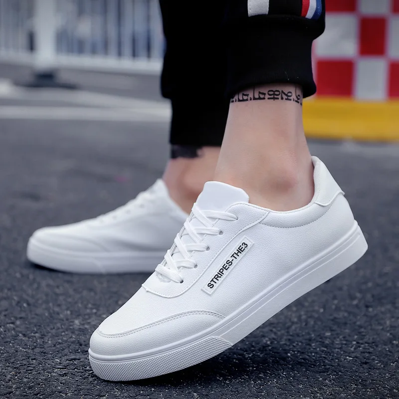 

Spring New Men Casual Shoes Breathable Wear Resistant Shoes Comfortable Summer White Shoes Round Toe Lace Up Men Flat Sneakers
