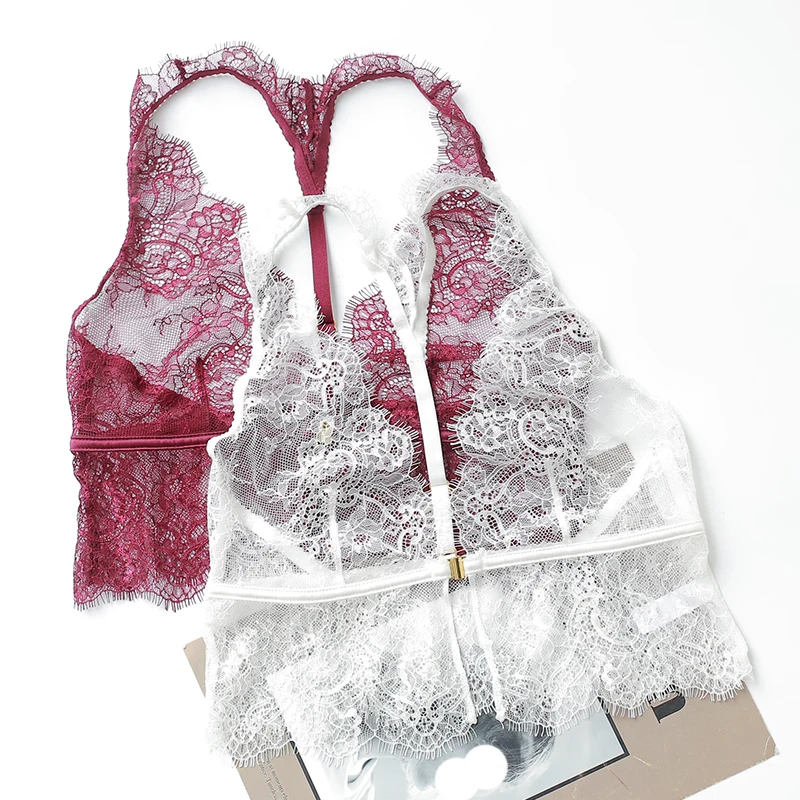 

Only a bra 3 colors white black wine red sexy ultrathin women brassiere comfortable wireless female underwear sleepwear