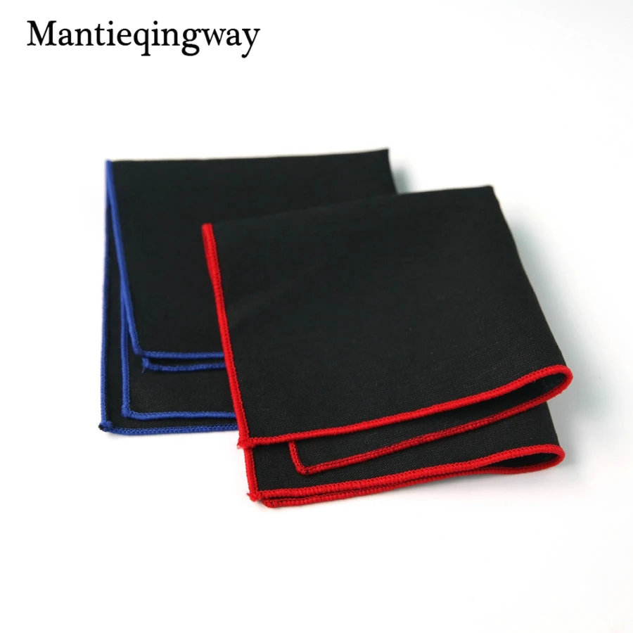 Cotton Handkerchief for Mens Suits Black Solid Color Pocket Square