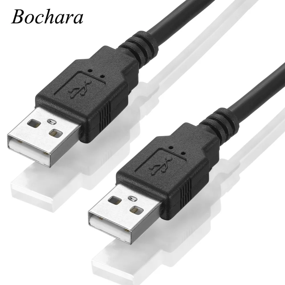 Кабель Bochara USB 2,0 type A Male to type A Male из фольги+ в оплетке(внутри)+ ПВХ Экранирование 30 см 50 см 1 м 1,5 м 1,8 м 3 м 5 м черный
