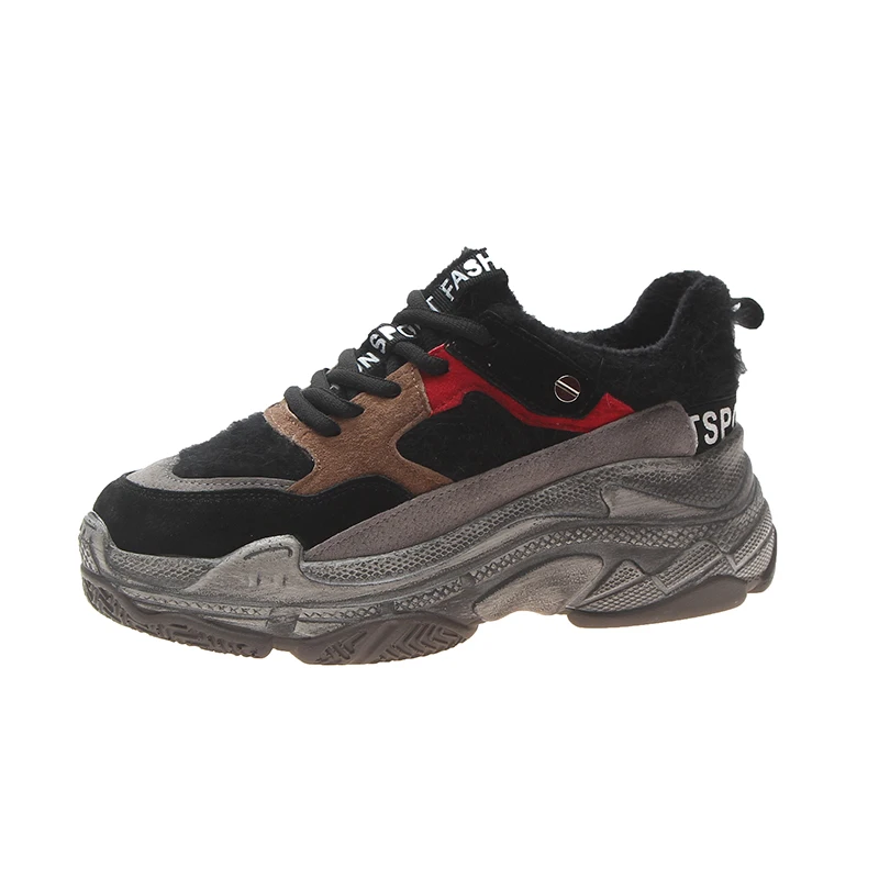 

Women's shoes 2018 winter wild plus velvet casual cotton shoes fashion warm Harajuku style old shoes.