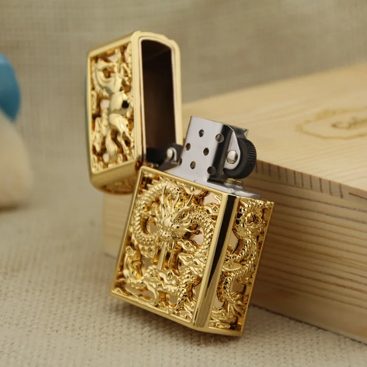 Подлинная Высококачественная Золотая керосиновая Зажигалка 24K с тяжелой