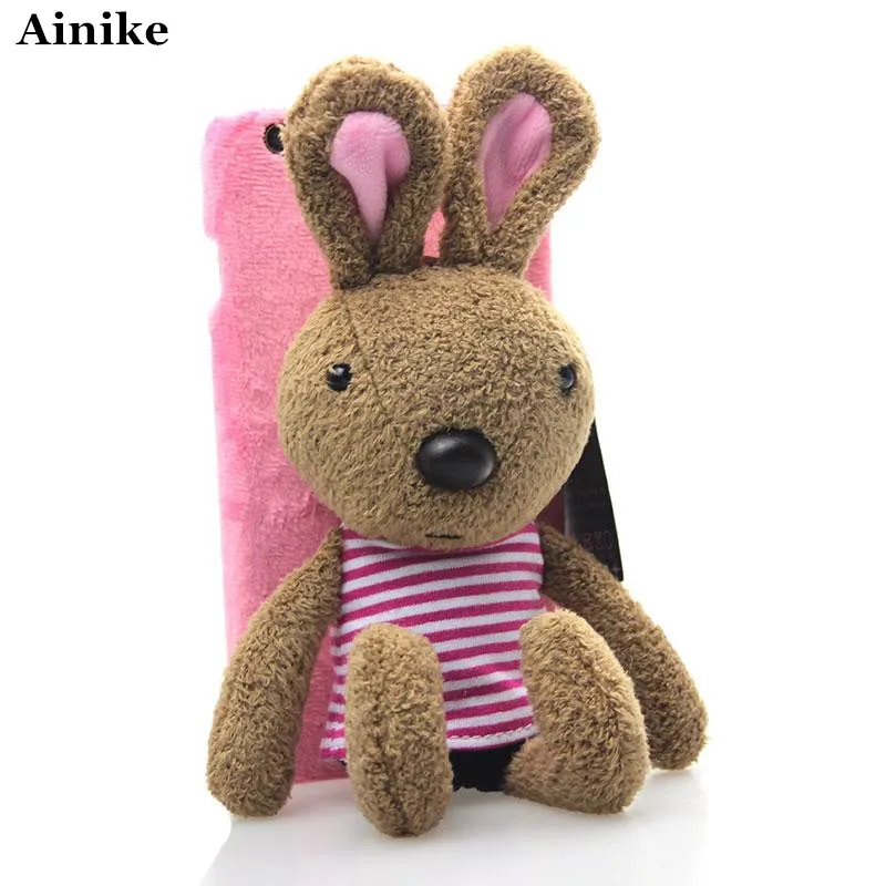 

Ainike 3D Cute Cartoon Toy Rabbit Soft Furry Doll Back Case For OPPO R7 R9s R11 Plus A77 A51 A71 A59 F3 A33 A39 Fur Phone Cover