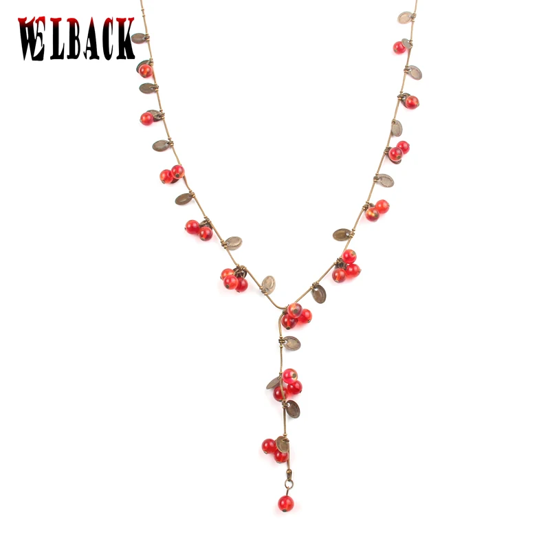 

Fashion Bohemia Brand vintage Jewelry for women lovely amorous feelings Cute little cherry long necklace female 2016