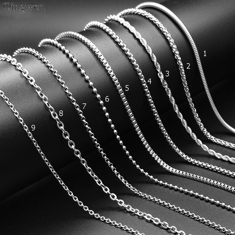 

QingwenTrendy Stainless Steel Silver Color Chain Necklace with Lobster Clasps Fit Men Women NO Pendant Chain 24 Inch CE0941/5