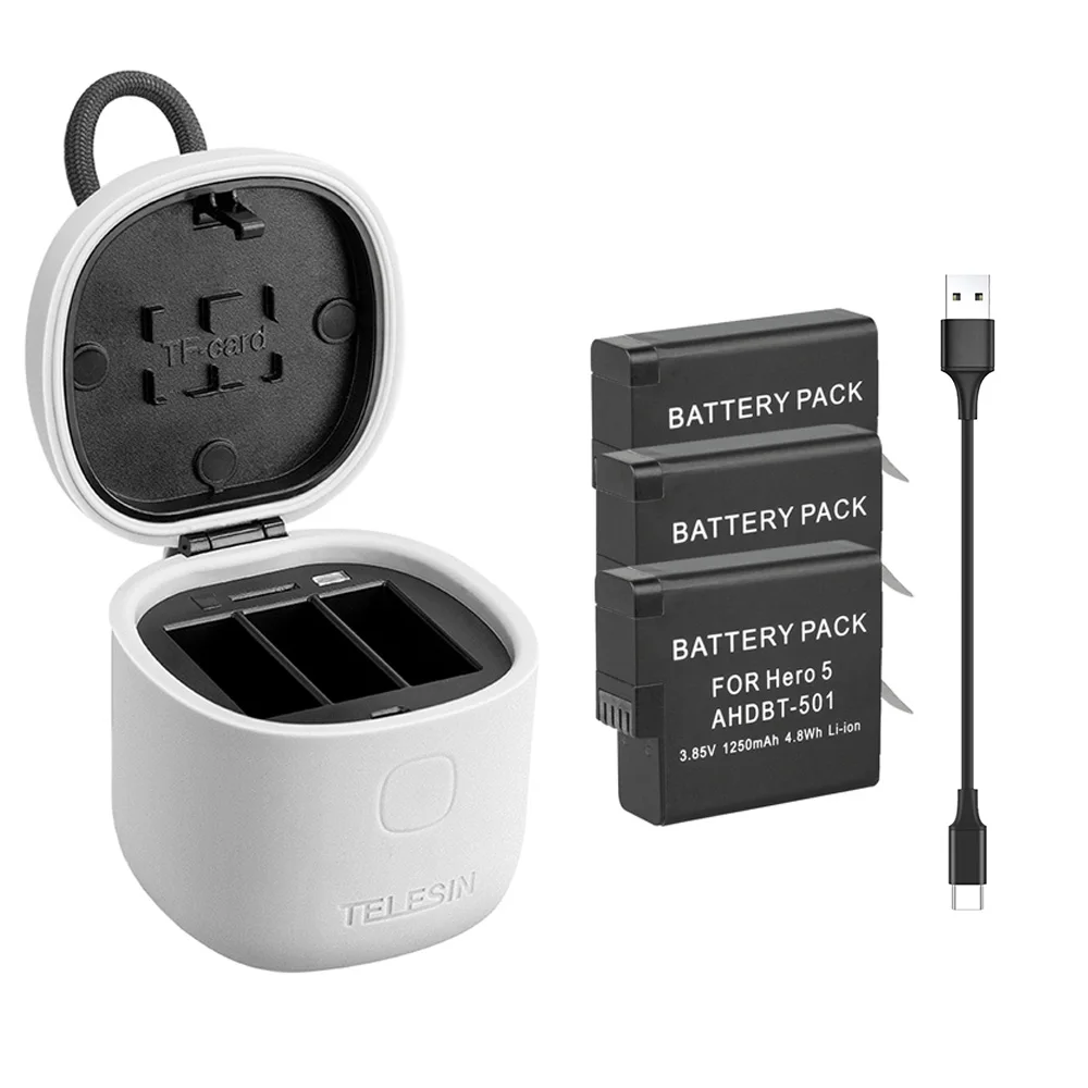 

3-port charger battery + storage box+USB 3.0 card reader for GoPro Hero7 / 6/5 Hero 7 black accessories