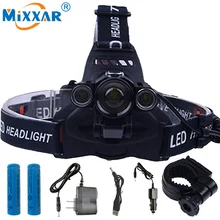RU 9000lm CREE XML T6+2Q5 LED Headlight Headlamp Head Lamp Light torch +2×18650 battery+EU/US AC USB Car charger fishing Lights