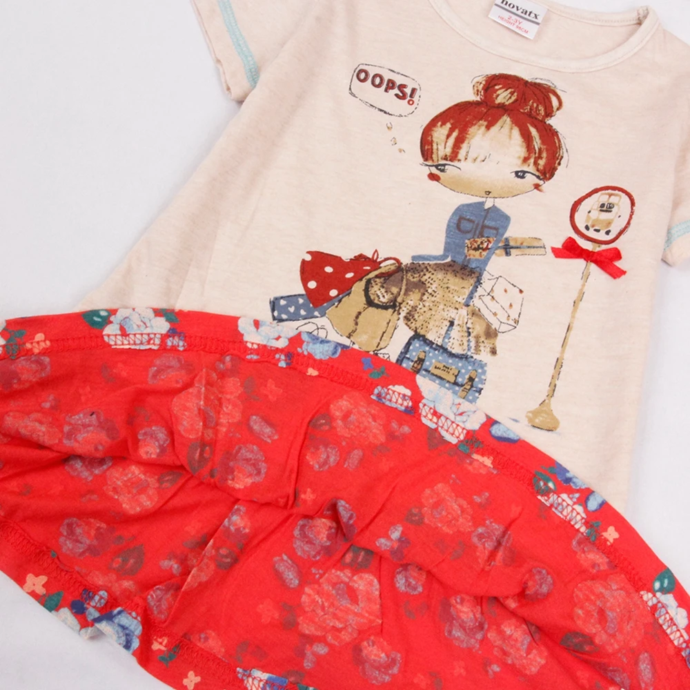 Girls Kids Baby Short Sleeve Dress Summer New Printed Round Neck Cotton Short Sleeve Dress for Kids Wearing Tutu Dress H6952K