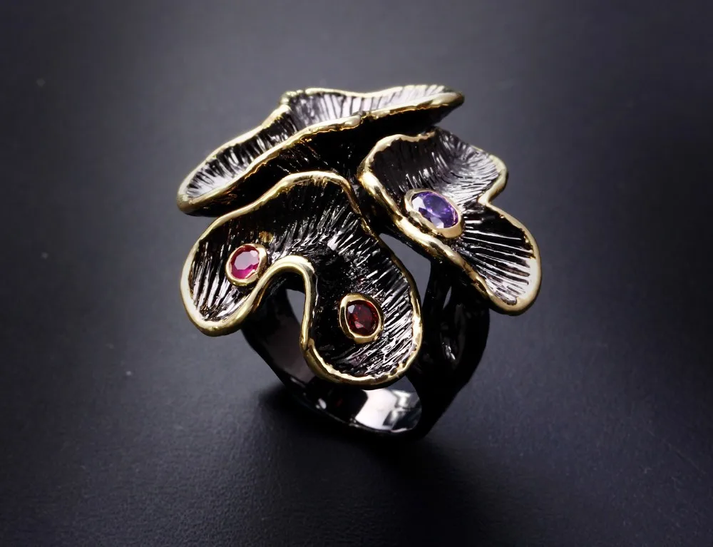 DC1989 Special New Colors Rings For Women Flower Engagement Ring Gold& Black Plated Environmental Friendly Material Lead Free