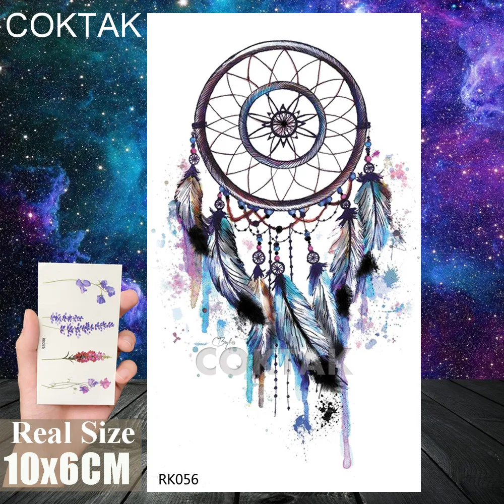 DIY акварельные Ловец снов Поддельные Временные модные наклейки татуировки