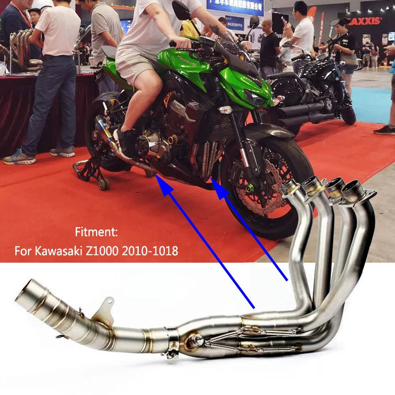 Z1000 2010- глушитель выхлопной трубы мотоцикла 304 Нержавеющая сталь Передняя труба выхлопная труба полная система для Kawasaki Z 1000 Z1000