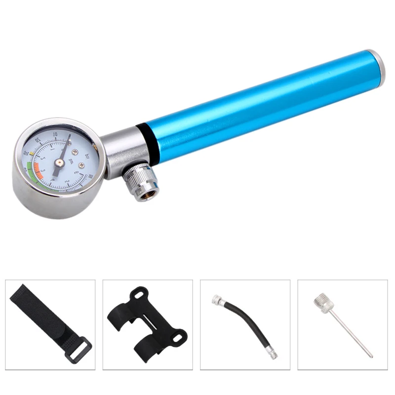 Protable Bicycle Tire Pump With Pressure Gauge Cycling Hand Air