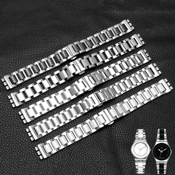 

New 19 * 17mm Ceramic with Steel watchband for Swatch YLS141GC YLG128G LK292G Special end watch bands Straps Bracelet and Tool