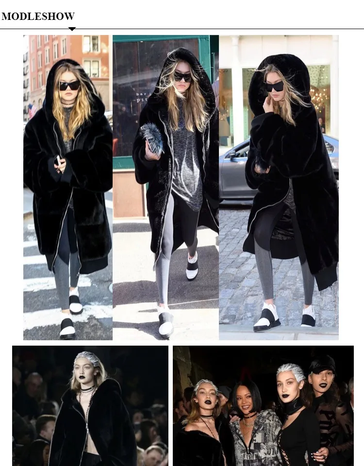 puffer coat with hood Plus Size New Winter Women Faux Fur Coat Fashionable Beaver Rabbit Hair Thicken Warm Long Hooded Loose Casual Female Parka HF372 women's down coats & jackets