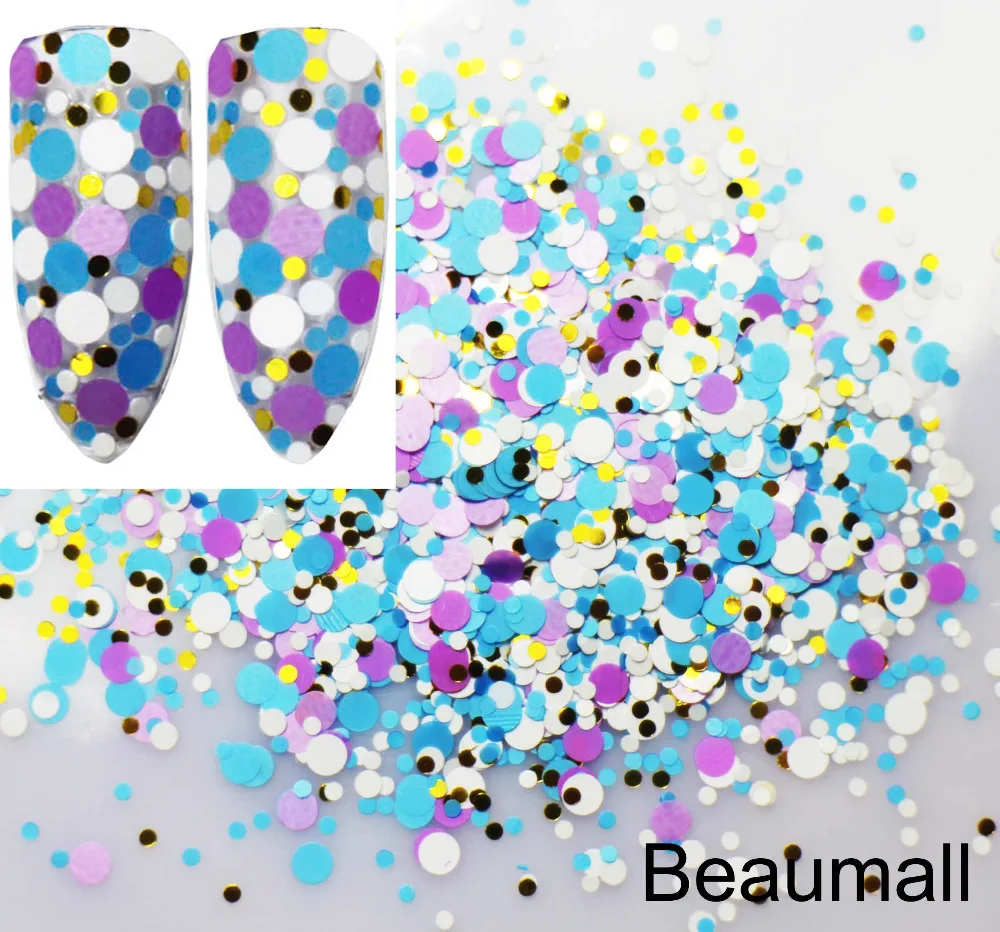 

30g 50g Shining Colorful Nail Sequins Tips Round Shape Mixed 1~3mm 3D Nail Art Glitter Paillettes Manicure Nail Art Decorations