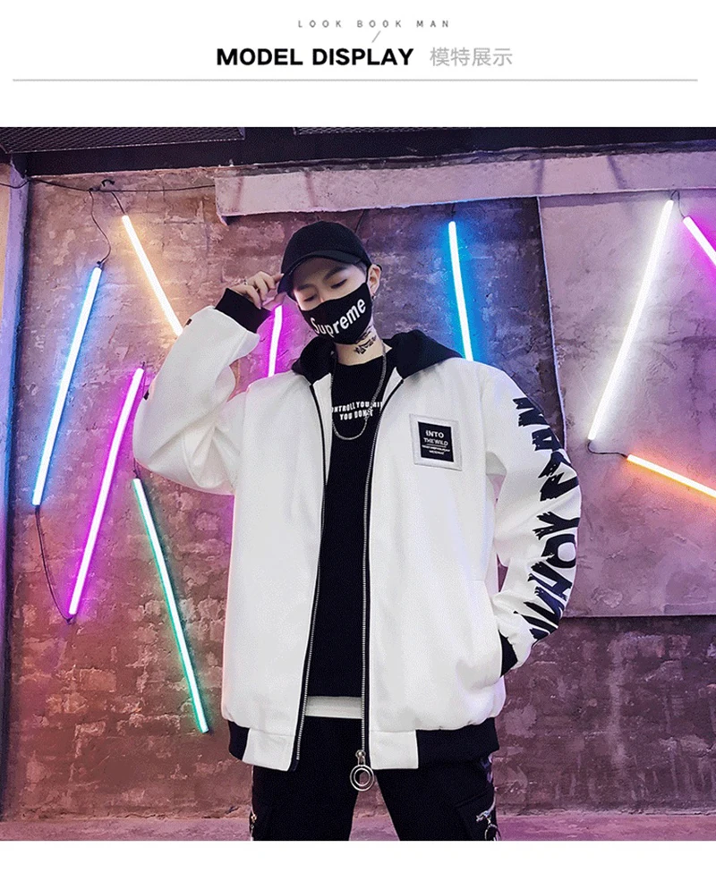 Patchwork Oversize Windbreaker Pullover Jackets Male Coats Vintage Varsity Jacket   (3)