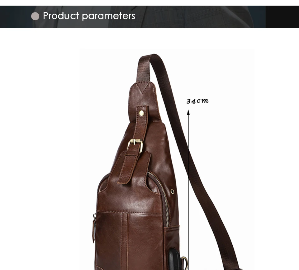 genuine leather men bag zipper crossbody bag sling bag men chest pack men messenger bags (4)