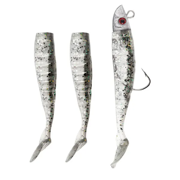 JACKFISH Jig Head T Tail Soft Fishing Lure 3PCS/10.5cm/15g Soft bait with Grankhook Swimbait fishing Tackle Pesca jigging lure - Цвет: B