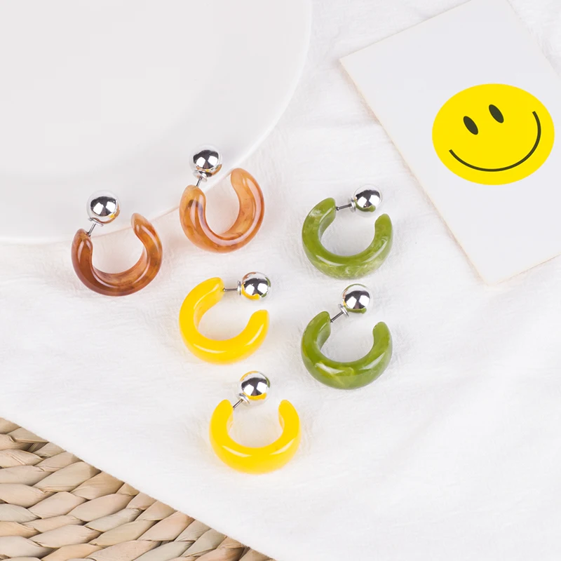 Trendy Big Acrylic Drop Earrings for Women 2018 New Statement Metal Geometric Resin Earrings Fashion Jewelry Dangle Brincos (4)