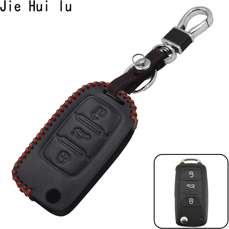 

3 Button Leather Key Case Protection Decoration For MK6 MK5 Tiguan Passat Golf POLO CC Bora Car Accessories