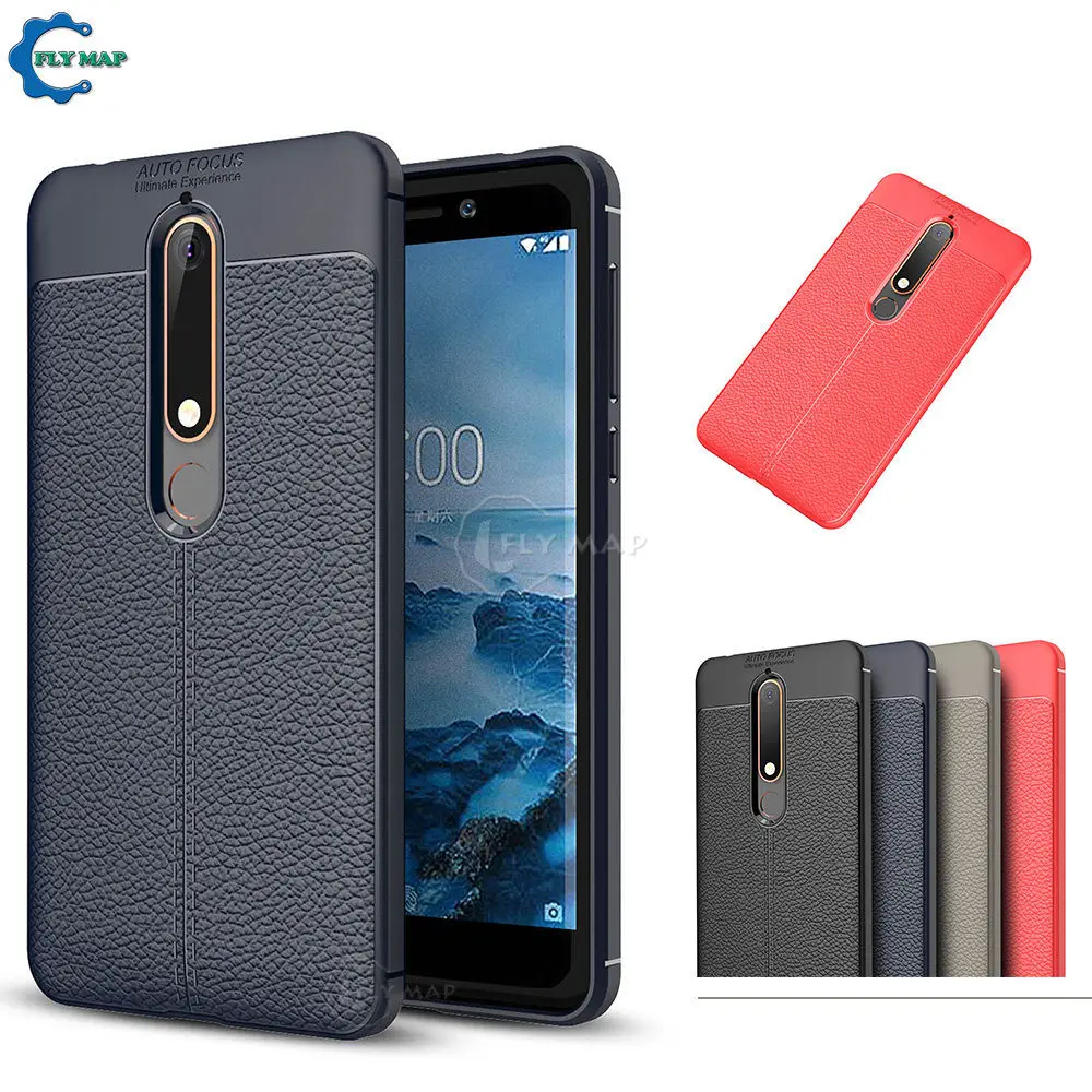 Мягкий чехол для Nokia 6 1 Nokia6 2018 TA-1050 TA-1043 кожаный зернистый силиконовый телефона
