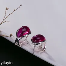 Тайский красный корунд серьги S925 стерлингового серебра квадратный стиль изысканная атмосфера уха пряжки женские модели