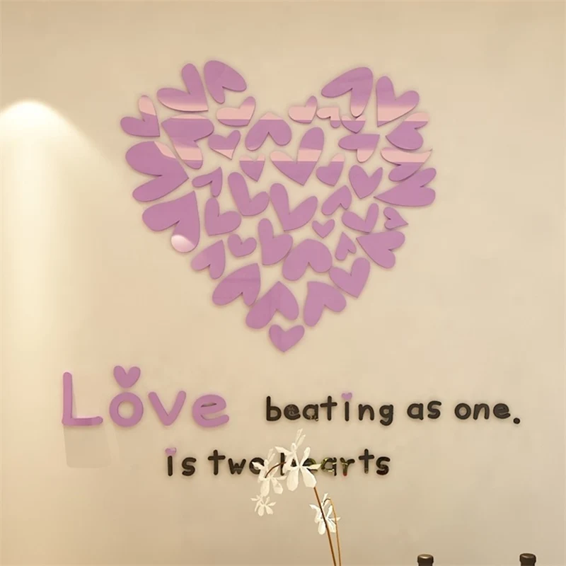 Romantic Loving Hearts 3D Acrylic Wall Sticker Wedding Room Decor Living Room Bedroom Kitchen Wall Stickers DIY 3D Stickers Romantic Loving Hearts 3D Acrylic Wall Sticker Wedding Room Decor Living Room Bedroom Kitchen Wall Stickers DIY 3D Stickers