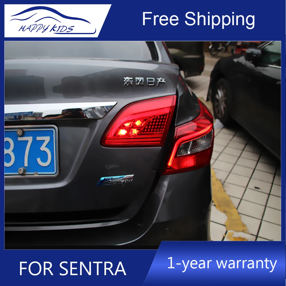 Free ship by Ems High Quality 2 PCS Led Tail lights For Nissan Sentra Sylphy Tail Lights rear Lights+Brake+Park+Signal lights