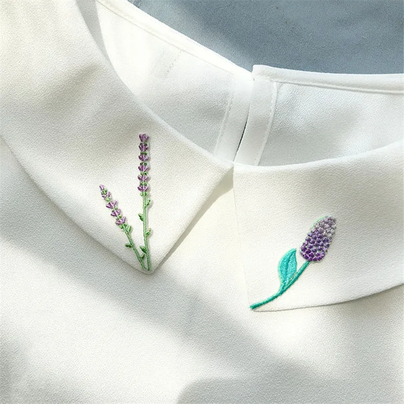 Cute Fashion Lavender Flower Embroidered Patches for Clothing Small Iron On Patches for Dress Down Coat Jacket Jeans Stickers