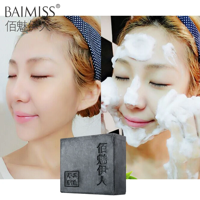 

BAIMISS 120g Handmade Soap Bamboo Charcoal Face Cleanser Blackhead Remover Oil Control Acne Treatment Skin Care Deep Cleaning