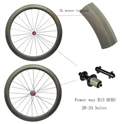 Дорога углерода колеса Трубчатые 50 мм с питанием wayR13/R36 концентраторы углерода обода 3 К/1 К ткань дорожный велосипед Super Light Гонки Колесная