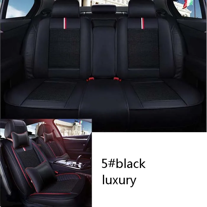 5 black luxury Чехол для автомобильного сиденья rete, полный комплект, универсальный, подходит для 5 сидений, внедорожников, седанов, передних/задних сидений, коврики из льняной ткани, дизайн в полоску - Название цвета: 5 black luxury