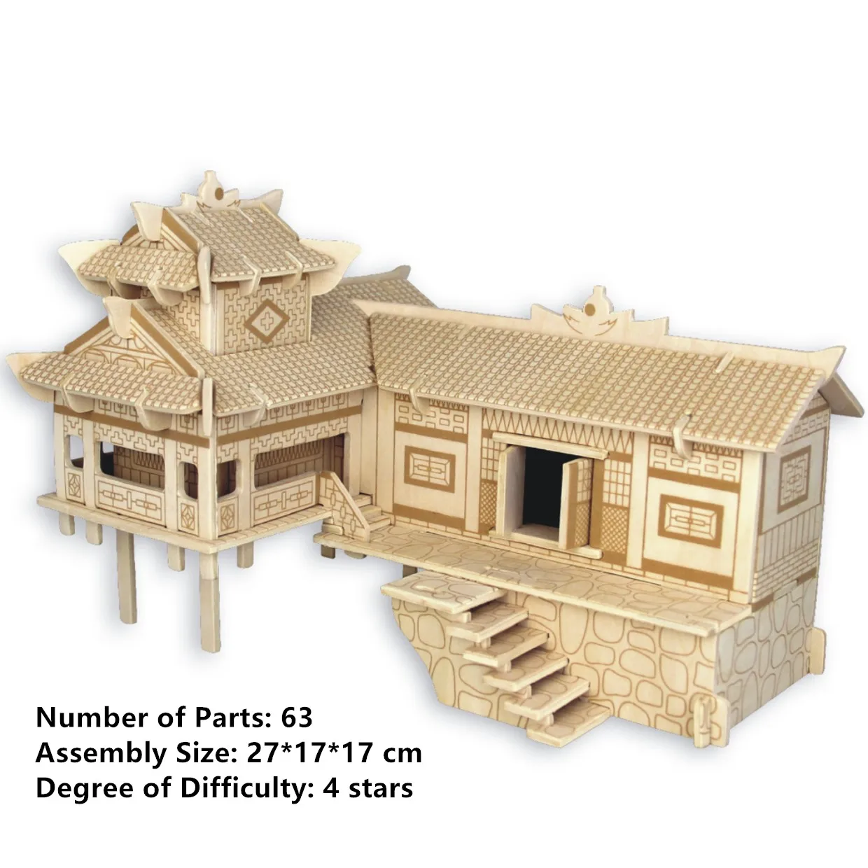 New Assembly DIY Education Toy 3D Wooden Model Puzzles China House On ...