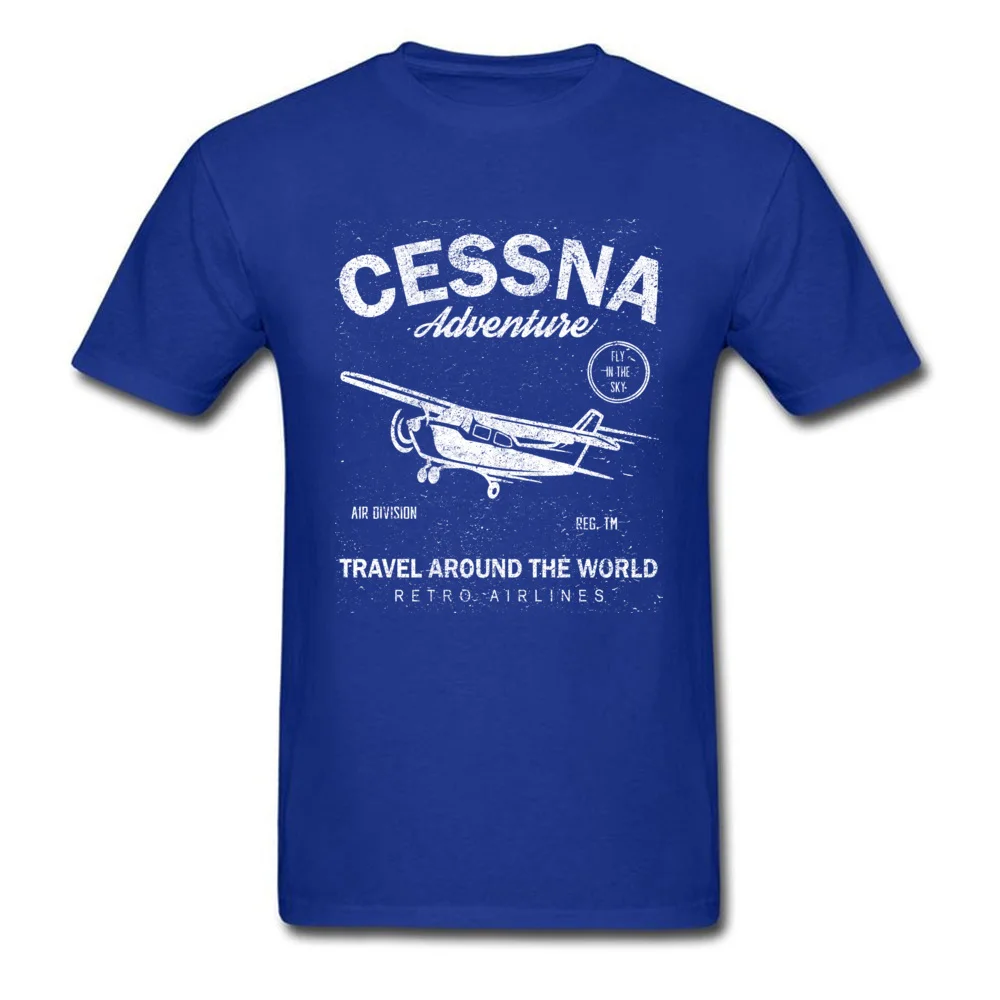 Cessna Adventure Pure Cotton Adult Short Sleeve Tops T Shirt Casual Summer/Autumn T-Shirt Printed Tops & Tees Fitted Crewneck Cessna Adventure blue